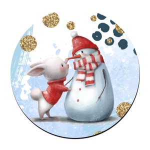 Nyuszi és hóember mintás bögre alátét, , , MESKA