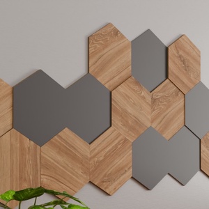 Modern Hexagon Falpanel Szett � 3D Térhatású Fa Antracit Dekor, Otthon & Életmód, Dekoráció, Fali és függő dekoráció, Falra akasztható dekor, , MESKA