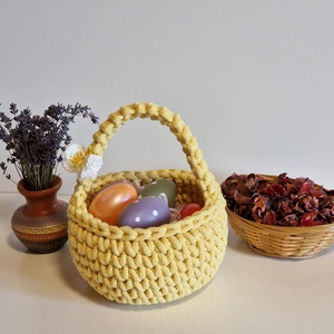  Kézzel horgolt húsvéti kosár  - ünnepi díszek, dekorációk - húsvéti díszek és dekorációk - húsvéti kosár - Meska.hu