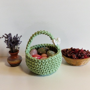  Kézzel horgolt húsvéti kosár  - ünnepi díszek, dekorációk - húsvéti díszek és dekorációk - húsvéti kosár - Meska.hu