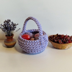  Kézzel horgolt húsvéti kosár  - ünnepi díszek, dekorációk - húsvéti díszek és dekorációk - húsvéti kosár - Meska.hu
