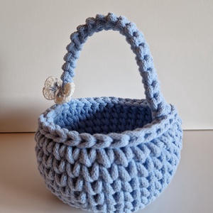  Kézzel horgolt húsvéti kosár  - ünnepi díszek, dekorációk - húsvéti díszek és dekorációk - húsvéti kosár - Meska.hu