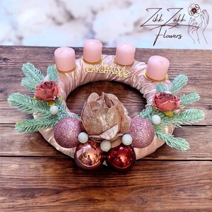 Rózsás Adventi Koszorú - karácsony - adventi díszek - adventi koszorú - Meska.hu