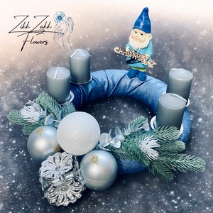 Kék Adventi Koszorú - karácsony - adventi díszek - adventi koszorú - Meska.hu