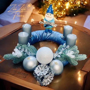 Kék Adventi Koszorú - karácsony - adventi díszek - adventi koszorú - Meska.hu