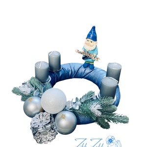Kék Adventi Koszorú - karácsony - adventi díszek - adventi koszorú - Meska.hu