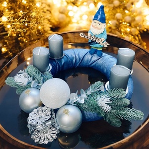 Kék Adventi Koszorú - karácsony - adventi díszek - adventi koszorú - Meska.hu