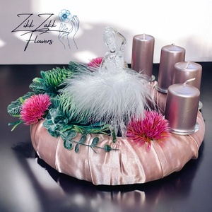 Rózsaszín Elegancia Adventi Koszorú - Meska.hu