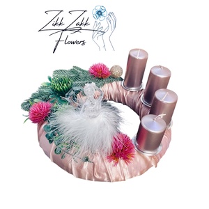 Rózsaszín Elegancia Adventi Koszorú - karácsony - adventi díszek - adventi koszorú - Meska.hu