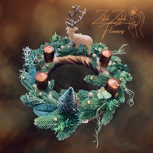 Szarvasos Adventi Koszorú - karácsony - adventi díszek - adventi koszorú - Meska.hu