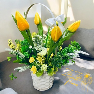 Sárga Tulipán Kosár - Meska.hu