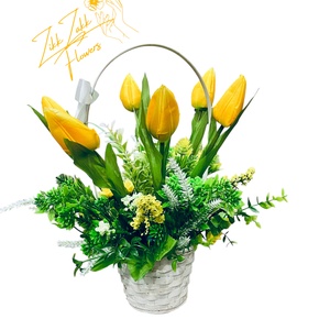 Sárga Tulipán Kosár - otthon & életmód - dekoráció - virágdísz és tartó - csokor & virágdísz - Meska.hu