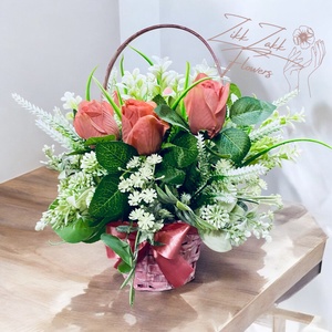 Rózsaszín Rózsa Kosár - otthon & életmód - dekoráció - asztal és polc dekoráció - asztaldísz - Meska.hu