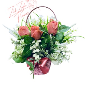 Rózsaszín Rózsa Kosár - otthon & életmód - dekoráció - asztal és polc dekoráció - asztaldísz - Meska.hu