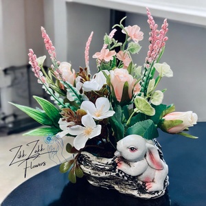 Aranyos Nyuszi Virágkosár - otthon & életmód - dekoráció - asztal és polc dekoráció - asztaldísz - Meska.hu