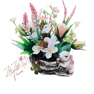 Aranyos Nyuszi Virágkosár - otthon & életmód - dekoráció - asztal és polc dekoráció - asztaldísz - Meska.hu