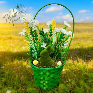 Zöld Húsvéti Kosár - otthon & életmód - dekoráció - asztal és polc dekoráció - asztaldísz - Meska.hu