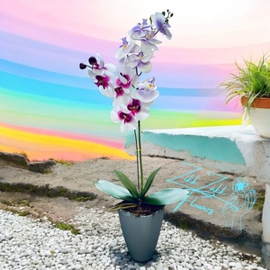 Fehér és Bíbor Orchidea , Otthon & Életmód, Dekoráció, Virágdísz és tartó, Csokor & Virágdísz, , MESKA