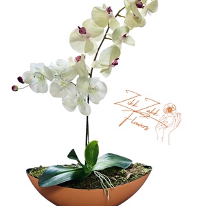 Fehér - Bézs Orchidea Dísz - otthon & életmód - dekoráció - virágdísz és tartó - virágtartó - Meska.hu