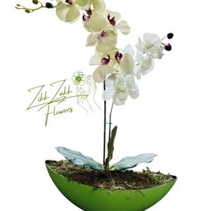 Zöld Orchidea Dísz - otthon & életmód - dekoráció - asztal és polc dekoráció - asztaldísz - Meska.hu