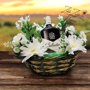 Virágos Ital Kosár( 1l Ballantines whisky) - otthon & életmód - dekoráció - virágdísz és tartó - csokor & virágdísz - Meska.hu