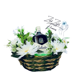 Virágos Ital Kosár( 1l Ballantines whisky) - otthon & életmód - dekoráció - virágdísz és tartó - csokor & virágdísz - Meska.hu