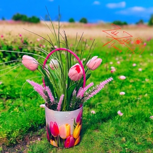 Tavaszi Tulipános Vödör - otthon & életmód - dekoráció - virágdísz és tartó - csokor & virágdísz - Meska.hu