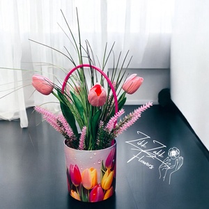Tavaszi Tulipános Vödör - Meska.hu