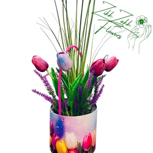 Színes Tulipános Vödör - otthon & életmód - dekoráció - virágdísz és tartó - csokor & virágdísz - Meska.hu