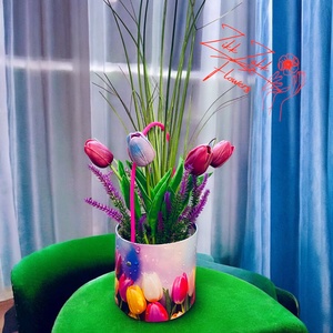 Színes Tulipános Vödör - otthon & életmód - dekoráció - virágdísz és tartó - csokor & virágdísz - Meska.hu