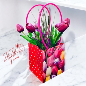 Pöttyös Tulipános Ajándék Táska  - otthon & életmód - dekoráció - virágdísz és tartó - virágbox, virágdoboz - Meska.hu