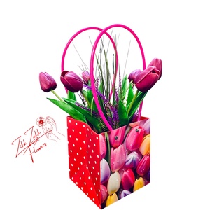 Pöttyös Tulipános Ajándék Táska  - otthon & életmód - dekoráció - virágdísz és tartó - virágbox, virágdoboz - Meska.hu