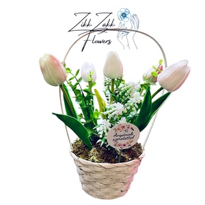 Tavaszi Tulipánkosár - fehér árnyalatokban - otthon & életmód - dekoráció - virágdísz és tartó - csokor & virágdísz - Meska.hu