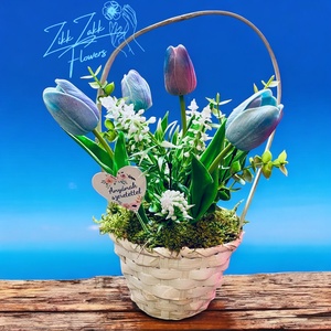 Szivárvány Tulipánkosár - különleges árnyalatokkal - otthon & életmód - dekoráció - asztal és polc dekoráció - asztaldísz - Meska.hu