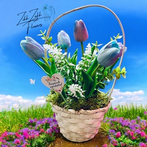 Szivárvány Tulipánkosár - különleges árnyalatokkal - otthon & életmód - dekoráció - asztal és polc dekoráció - asztaldísz - Meska.hu