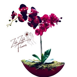 Elegáns vörös orchidea kompozíció - otthon & életmód - dekoráció - virágdísz és tartó - váza - Meska.hu