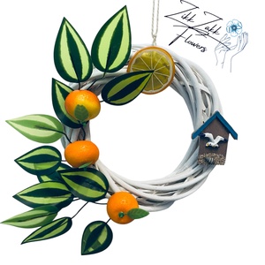 Mediterrán Narancsos Koszorú - otthon & életmód - dekoráció - ajtó- és ablak dekoráció - ajtódísz & kopogtató - Meska.hu