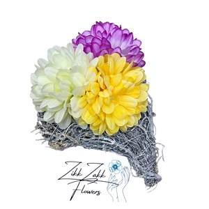 Szív alakú sírdísz három virággal - otthon & életmód - vallás - temetkezési tárgy - sírdísz, kegyeleti dísz - Meska.hu