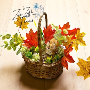 Őszi kosár dísz mókussal - Meska.hu