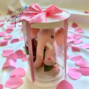 Rózsás ajándékdoboz plüss elefánttal - Meska.hu