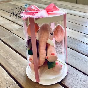 Rózsás ajándékdoboz plüss elefánttal - otthon & életmód - dekoráció - virágdísz és tartó - virágbox, virágdoboz - Meska.hu
