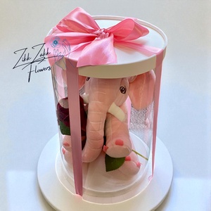 Rózsás ajándékdoboz plüss elefánttal - otthon & életmód - dekoráció - virágdísz és tartó - virágbox, virágdoboz - Meska.hu