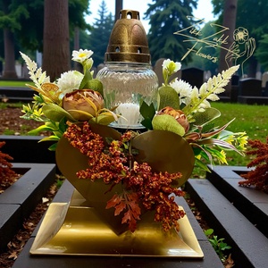 Bronz Szív Emlékmécses  Őszi Díszítéssel - otthon & életmód - vallás - temetkezési tárgy - temetői gyertyák, mécsesek - Meska.hu Bronz Szív Emlékmécses  Őszi Díszítéssel - otthon & életmód - vallás - temetkezési tárgy - temetői gyertyák, mécsesek - Meska.hu