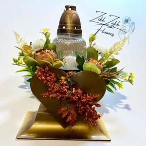 Bronz Szív Emlékmécses  Őszi Díszítéssel - otthon & életmód - vallás - temetkezési tárgy - temetői gyertyák, mécsesek - Meska.hu Bronz Szív Emlékmécses  Őszi Díszítéssel - otthon & életmód - vallás - temetkezési tárgy - temetői gyertyák, mécsesek - Meska.hu