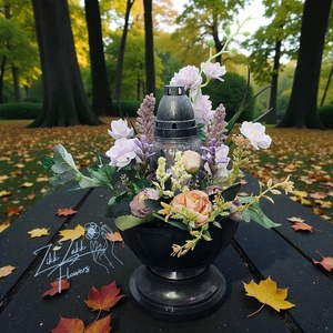 Levendulás Mécses kompozíció  Lila árnyalatokban, Otthon & Életmód, Vallás, Temetkezési tárgy, Temetői gyertyák, mécsesek, , MESKA