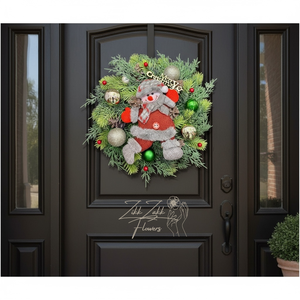 Karácsonyi Ajtódísz  Vidám Rénszarvassal és Toboz Díszítéssel, Karácsony, Adventi díszek, Adventi ajtódísz, , MESKA