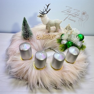 Adventi Koszorú  Fehér Szarvassal  - karácsony - adventi díszek - adventi koszorú - Meska.hu