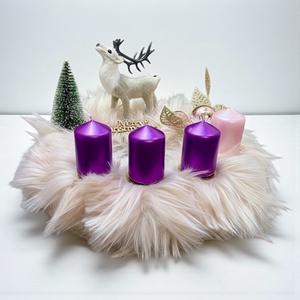 Adventi Koszorú  Fehér Szarvassal és Lila Gyertyákkal - karácsony - adventi díszek - adventi koszorú - Meska.hu