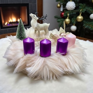 Adventi Koszorú  Fehér Szarvassal és Lila Gyertyákkal - karácsony - adventi díszek - adventi koszorú - Meska.hu
