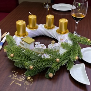 Adventi Koszorú  Fehér-Arany Vonatos Díszítéssel - karácsony - adventi díszek - adventi koszorú - Meska.hu